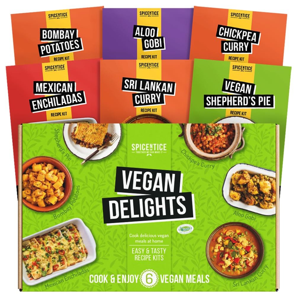 Spicentice Vegan Delights - 6 Authentic Plant Based Recipe with 100% Natural Premium Grade Spices, Seasoning & Herbs - Ideal Vegan Gift - Nut Free