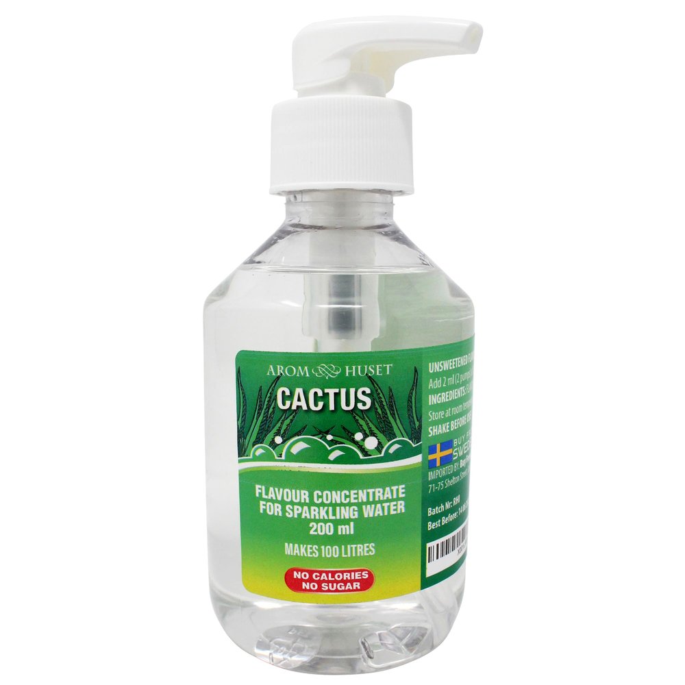 Cactus Sparkling Water Flavouring Drops 200ml - With Pump Bottle - Makes 100 Litres with 1-500 - Zero Sugar & No Calories - Just Add 2 Pumps to 1 Litre Sparkling Water