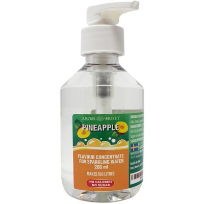 Aromhuset Pineapple Water Drops 200ml  Pump Bottle  Makes 100 Litres with 1:500  Zero Sugar & No Calories - Just Add 2 Pumps to 1 Litre Sparkling Water