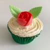 12 Pretty Red Wafer Roses & 24 Wafer Leaves- Edible & Unique! view 1