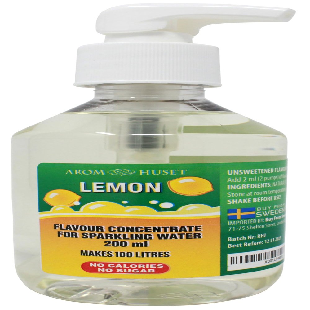 Citron Sparkling Water Flavouring Drops 200ml - With Pump Bottle - Makes 100 Litres with 1-500 - Zero Sugar & No Calories - Just Add 2 Pumps to 1 Litre Sparkling Water