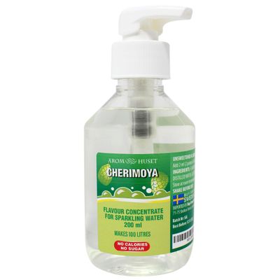 Aromhuset Cherimoya Sparkling Water Flavouring Drops 200ml - With Pump Bottle - Makes 100 Litres with 1-500 - Zero Sugar & No Calories - Just Add 2 Pumps to 1 Litre Sparkling Water