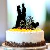Ring,Heart Mr And Mrs Rustic Wedding Engagement Cake Topper Silhouette Personalized Rustic Bride And Groom Cake Toppers For Wedding Engagement Wedding Decorations Bridal Shower Gifts Acrylic Black view 3