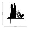 Ring,Heart Mr And Mrs Rustic Wedding Engagement Cake Topper Silhouette Personalized Rustic Bride And Groom Cake Toppers For Wedding Engagement Wedding Decorations Bridal Shower Gifts Acrylic Black view 4