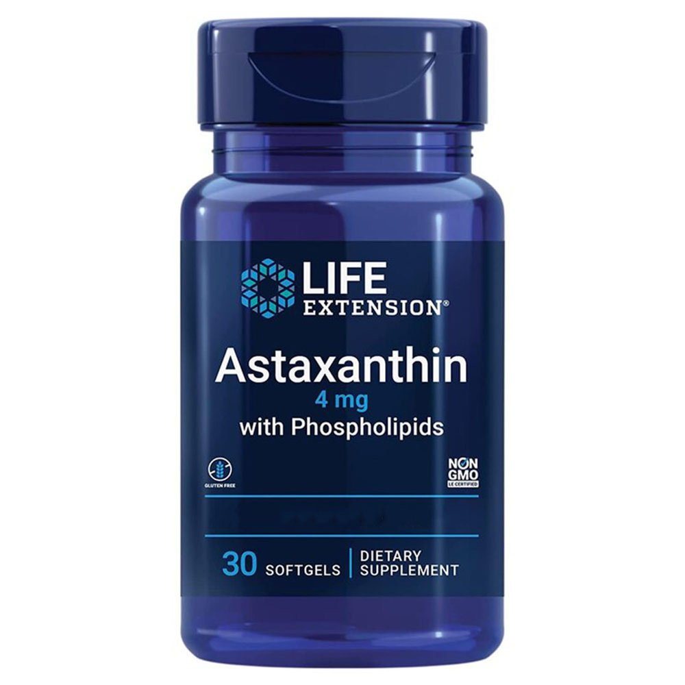 Life Extension Astaxanthin, 4mg, with phospholipids, 30 softgels, Gluten-Free, Soy-Free, Non-GMO