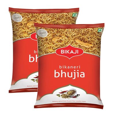 Bikaji Bhujia Snack 200g - Aslee Bikaneri Namkeen Anytime Snack Pouch - Traditional Indian Salty Savoury Crunchy, Crispy Snack (Pack of 2)