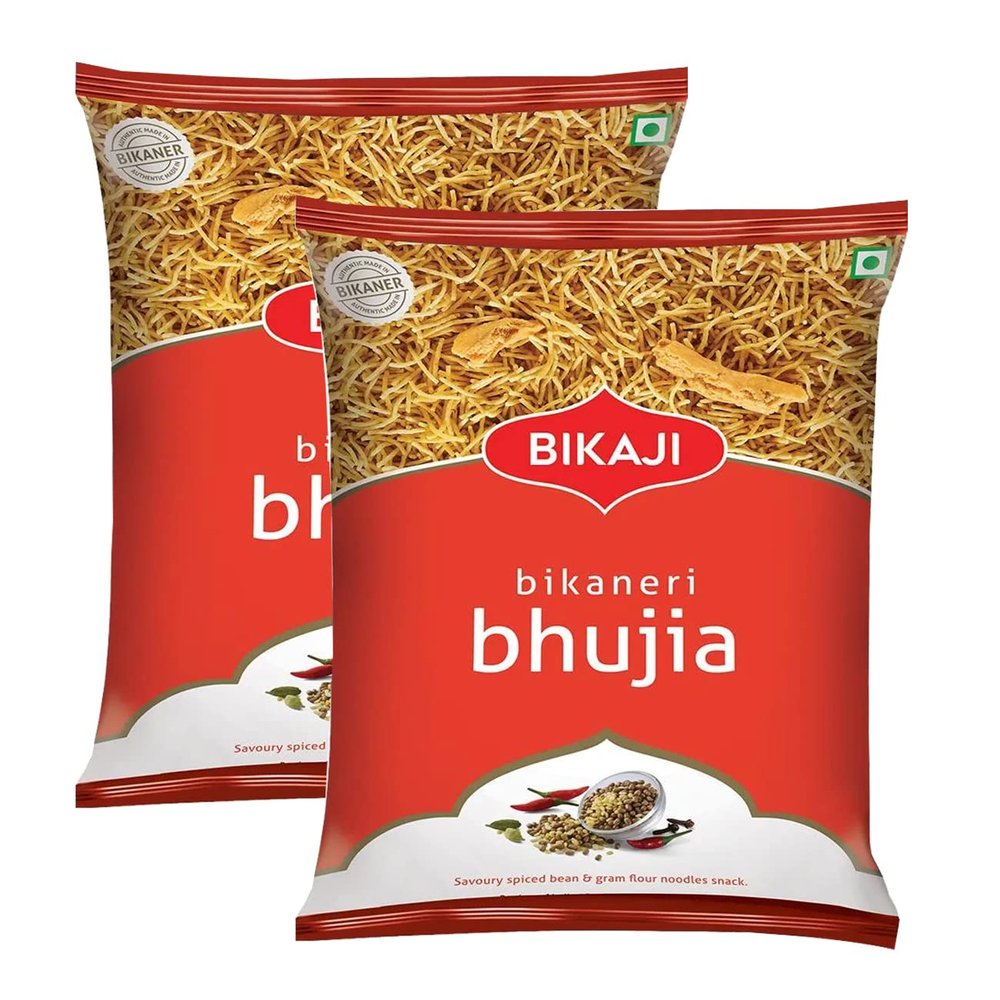 Bikaji Bhujia Snack 200g - Aslee Bikaneri Namkeen Anytime Snack Pouch - Traditional Indian Salty Savoury Crunchy, Crispy Snack (Pack of 2)