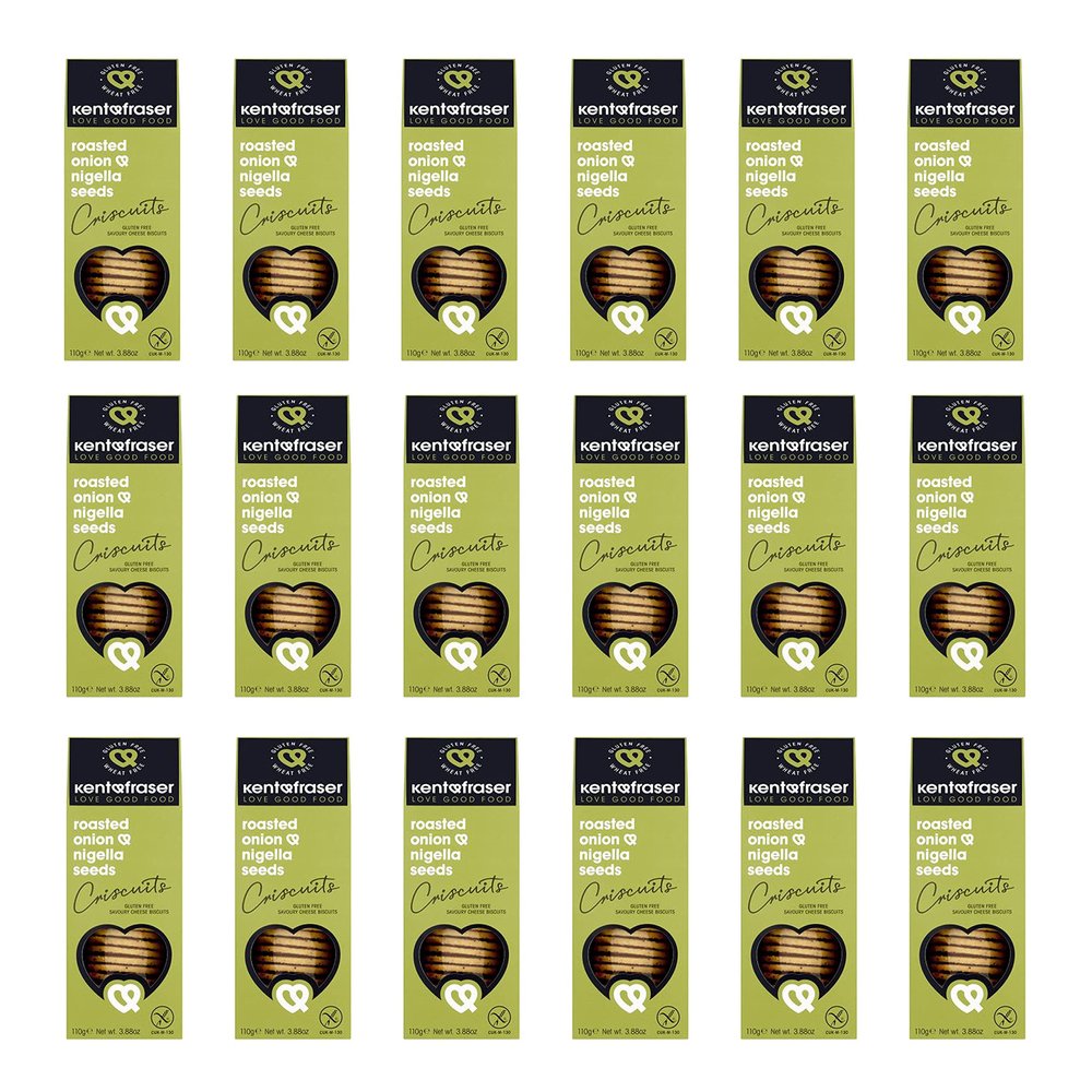 Kent & Fraser  Gluten Free Roasted Onion & Nigella Seed Cheese Biscuits 110g x 18