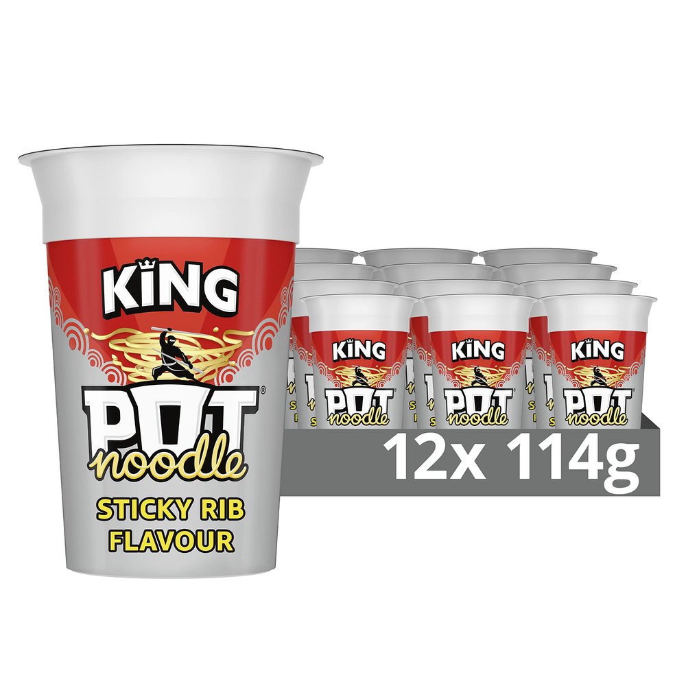 Pot Noodle Sticky Rib King Pot instant vegan* snack quick to make noodles Instant Noodle 12x 114 g