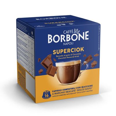 Caff Borbone SuperCiock - Chocolate flavored Drink - 64 Capsules (4 packs of 16) - Compatible with Nescaf* Dolce Gusto* Coffee Machines