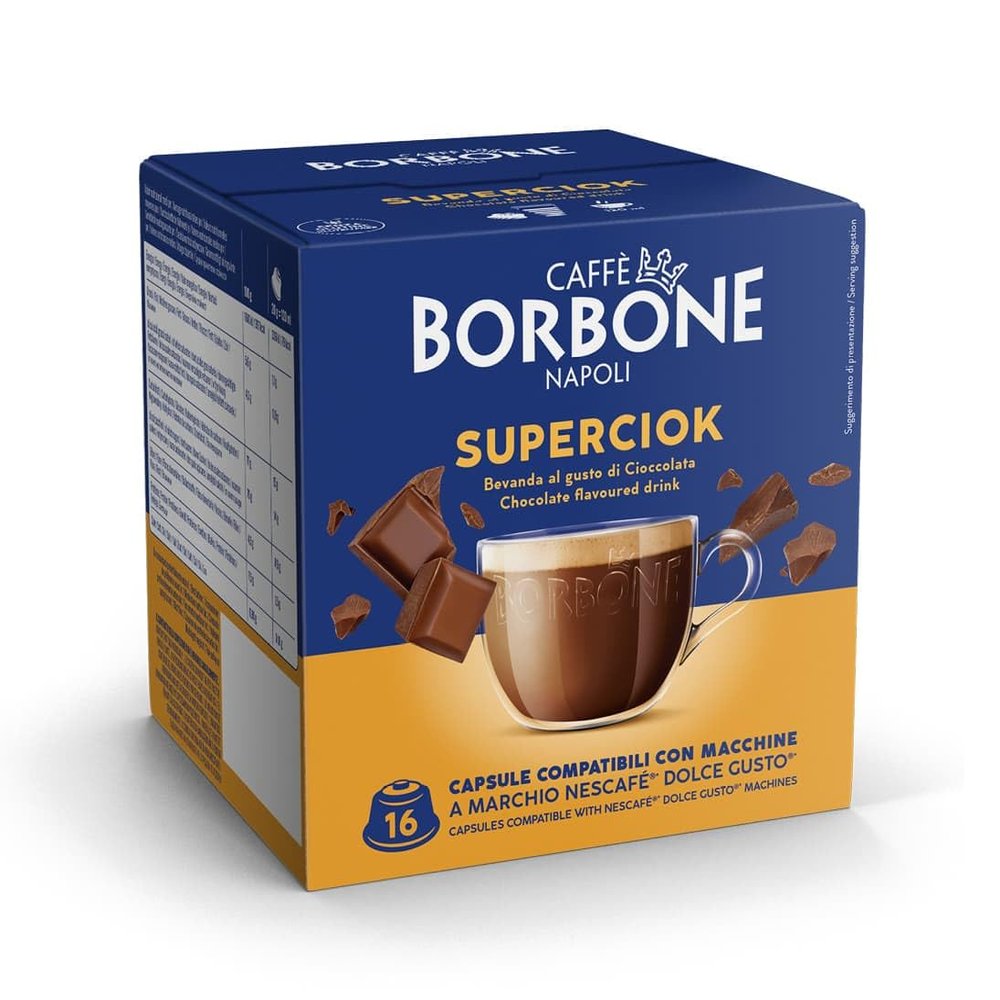 Caff Borbone SuperCiock - Chocolate flavored Drink - 64 Capsules (4 packs of 16) - Compatible with Nescaf* Dolce Gusto* Coffee Machines