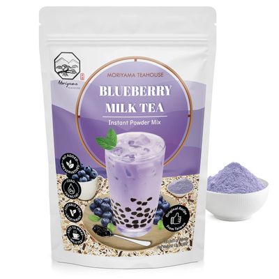 Blueberry Bubble Milk Tea Instant 3in1 Powder Mix - 1kg (33 Drinks) | For Boba Tea, Milkshake, Blended Frappe and Bakery | Authentic Taiwan Recipe | 0 Trans Fat, No Preservatives by Moriyama Teahouse