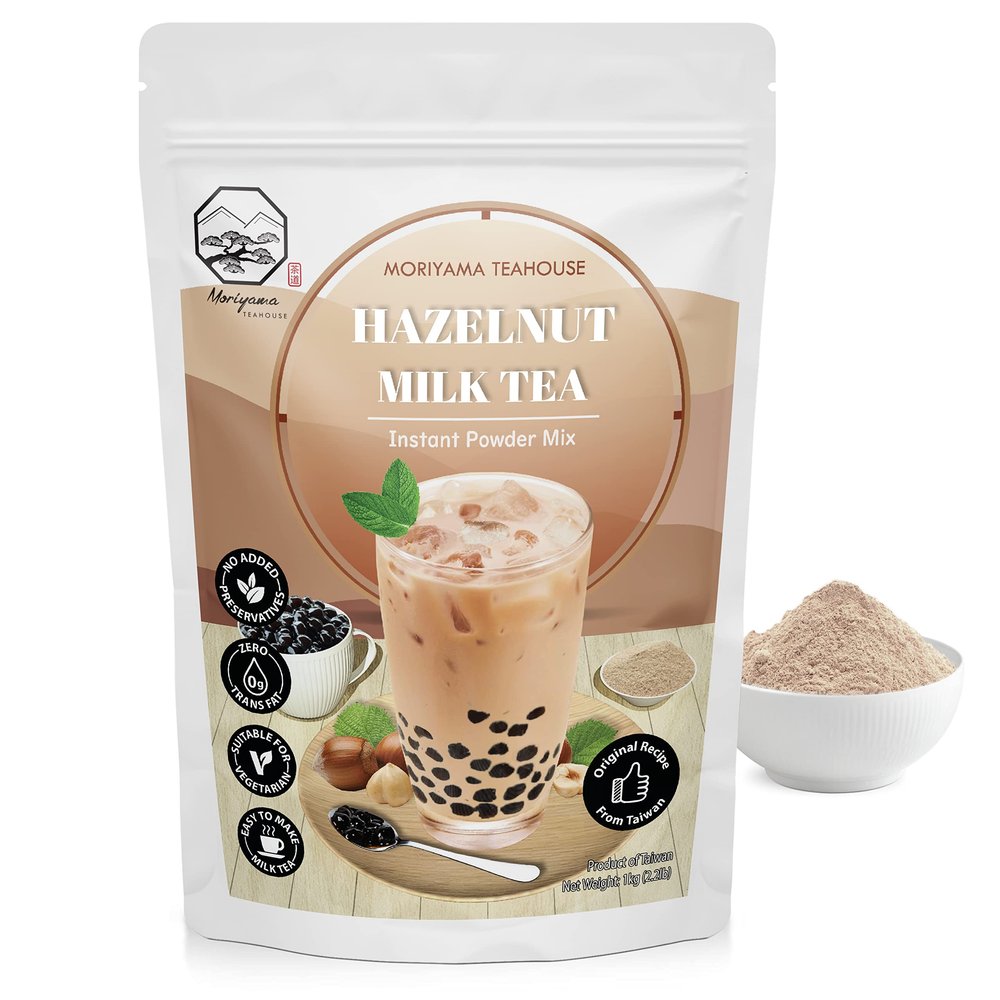 Hazelnut Bubble Milk Tea Instant 3in1 Powder Mix - 1kg (33 Drinks) | For Boba Tea, Milkshake, Blended Frappe and Bakery | Authentic Taiwan Recipe | 0 Trans Fat, No Preservatives by Moriyama Teahouse