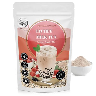 Lychee Bubble Milk Tea Instant 3in1 Powder Mix - 1kg (33 Drinks) | For Boba Tea, Milkshake, Blended Frappe and Bakery | Authentic Taiwan Recipe | 0 Trans Fat, No Preservatives by Moriyama Teahouse