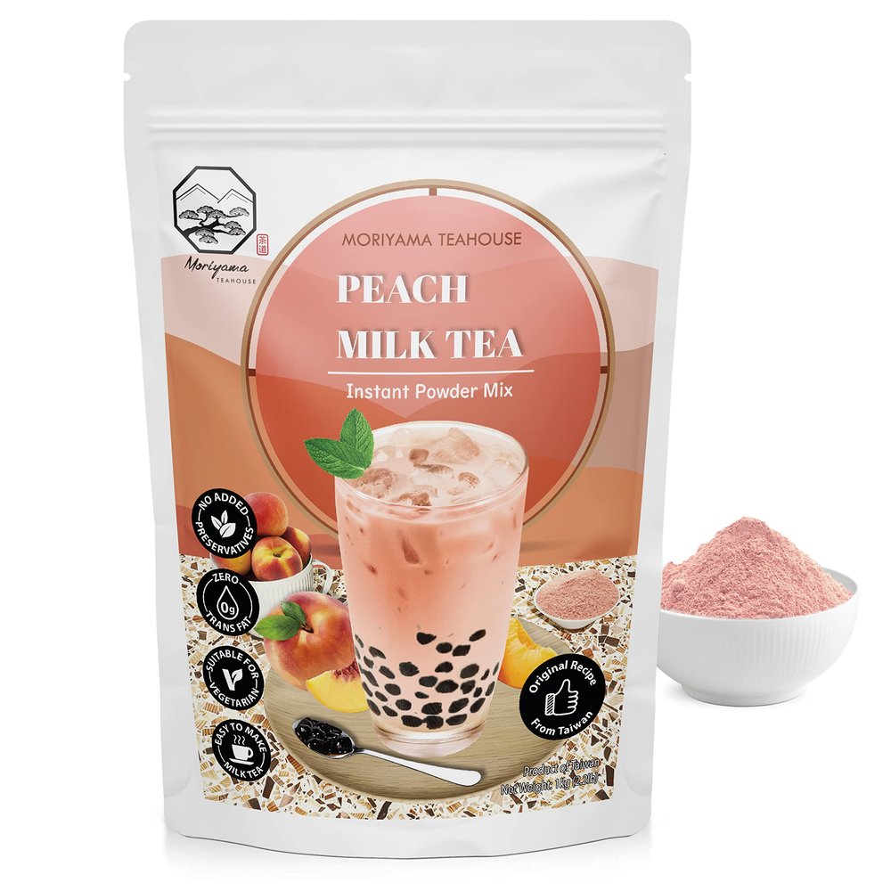 Peach Bubble Milk Tea Instant 3in1 Powder Mix - 1kg (33 Drinks) | For Boba Tea, Milkshake, Blended Frappe and Bakery | Authentic Taiwan Recipe | 0 Trans Fat, No Preservatives by Moriyama Teahouse