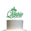 Birthday Queen Glitter Cake Topper, Birthday Party Decorations Ideas, Premium Quality Decoration, Sturdy Doubled Sided Glitter, Acrylic Stick. Made in USA (Green) view 1