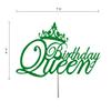 Birthday Queen Glitter Cake Topper, Birthday Party Decorations Ideas, Premium Quality Decoration, Sturdy Doubled Sided Glitter, Acrylic Stick. Made in USA (Green) view 2