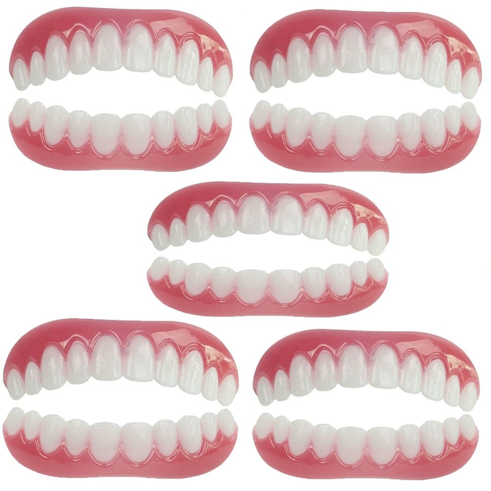 MXRFACTory Dentures Silica Gel Multi-Functional Temporary Tooth Repair Kit Detachable Snap Covering Missing Teeth Denture Filling Kit Cosmetic Top and Bottom Veneers Men and Women,5pairs