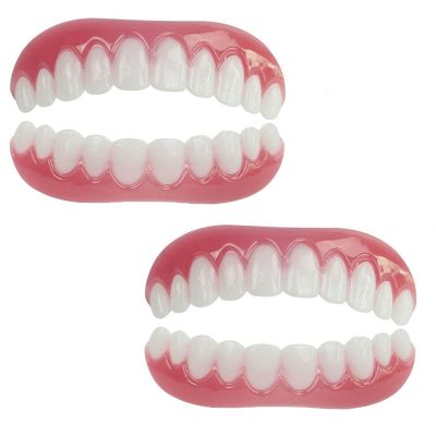 MXRFACTory Dentures Silica Gel Multi-Functional Temporary Tooth Repair Kit Detachable Snap Covering Missing Teeth Denture Filling Kit Cosmetic Top and Bottom Veneers Men and Women,2pairs