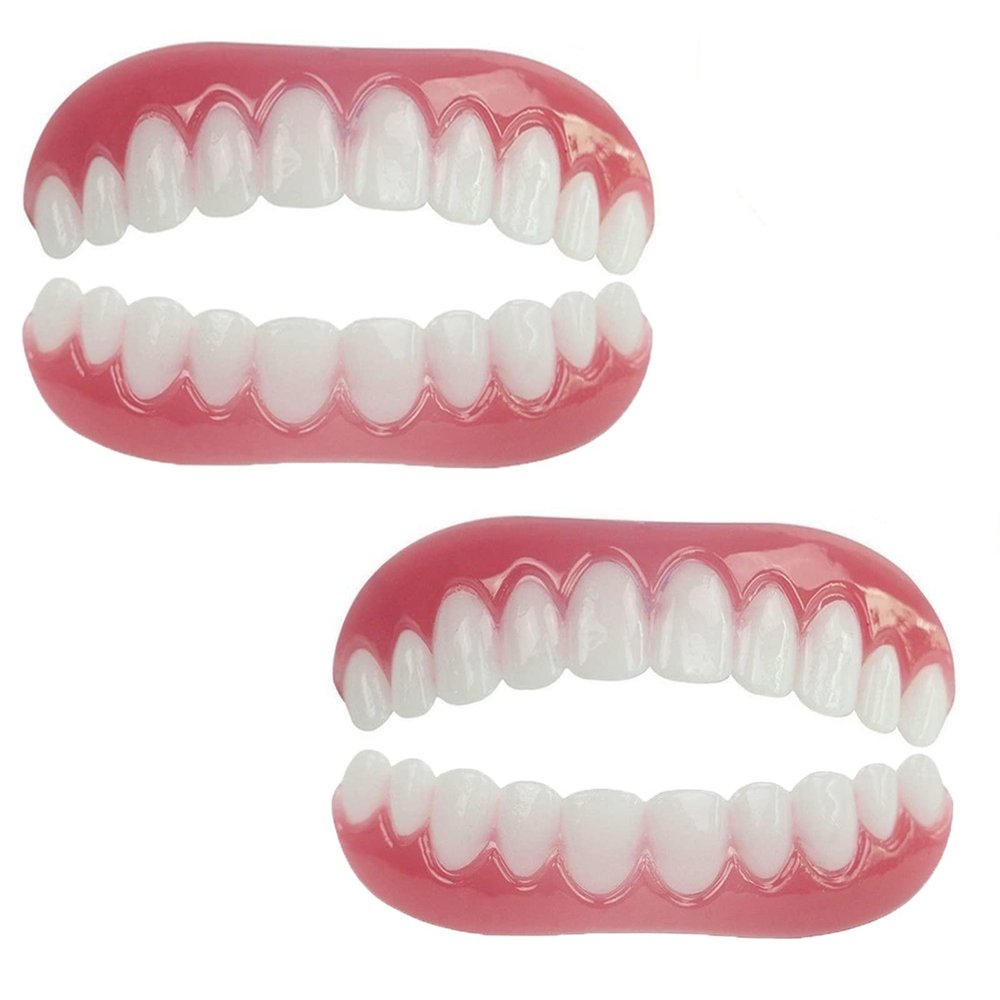 MXRFACTory Dentures Silica Gel Multi-Functional Temporary Tooth Repair Kit Detachable Snap Covering Missing Teeth Denture Filling Kit Cosmetic Top and Bottom Veneers Men and Women,2pairs