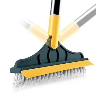 2 in 1 Cleaning Brush Scrubbing Brush with Long Handle Adjustable V-Shaped Floor Brush Scrubber 120 Degree Triangular Rotating Brush Head Rotating Kitchen Brush for Cleaning Joints