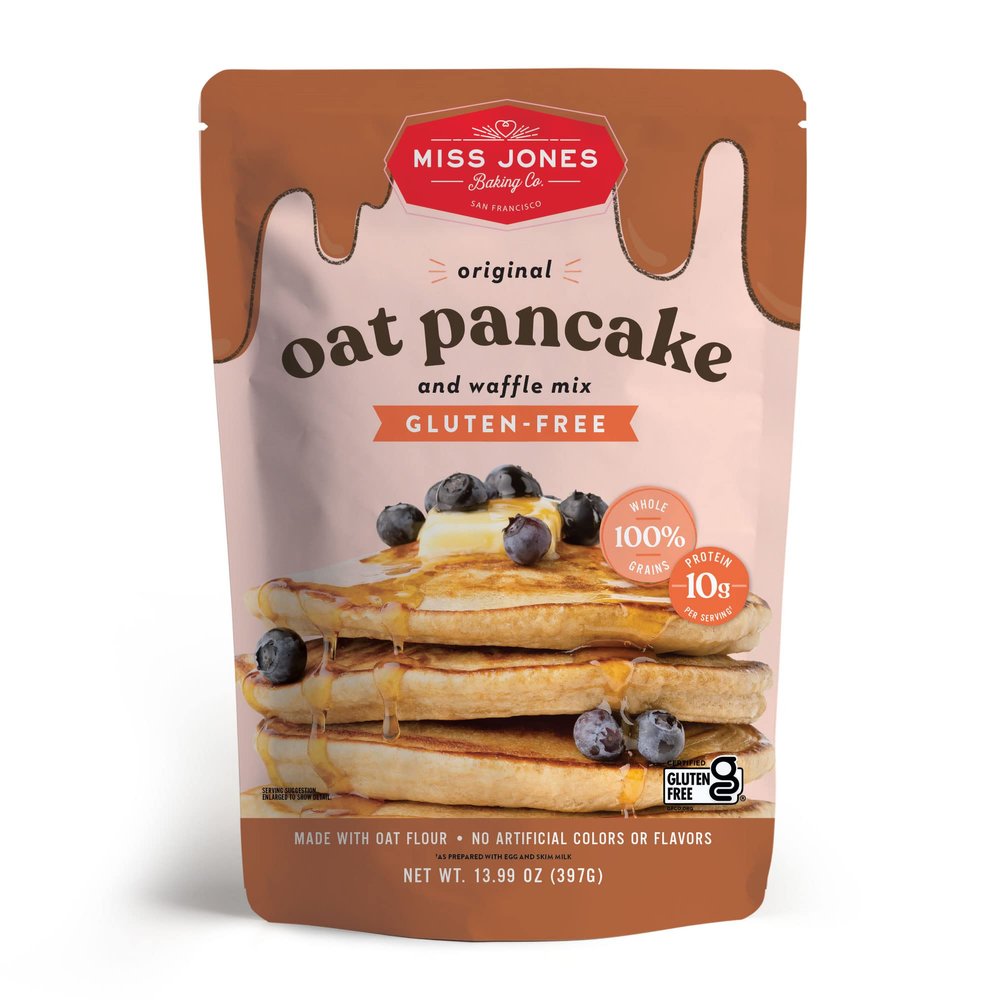 Miss Jones Baking Original Oat Pancake and Waffle Mix - Made with Oat Flour, Gluten Free, 10 g of Protein, 100% Whole Grains (Pack of 1)