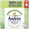 Andrex Ultra Care Washlets - Soothing Care For Skin - Wet Wipes Contain Aloe Vera and Probiotics - Flushable, Plastic Free & Biodegradable, Pack of 4