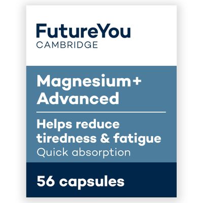 FutureYou Magnesium+ Advanced (56 Capsules). Magnesium Glycinate with B Vitamins for Energy & Bone Health. High Strength Magnesium Supplements for Women & Men - Genuine FutureYou Cambridge Supplements