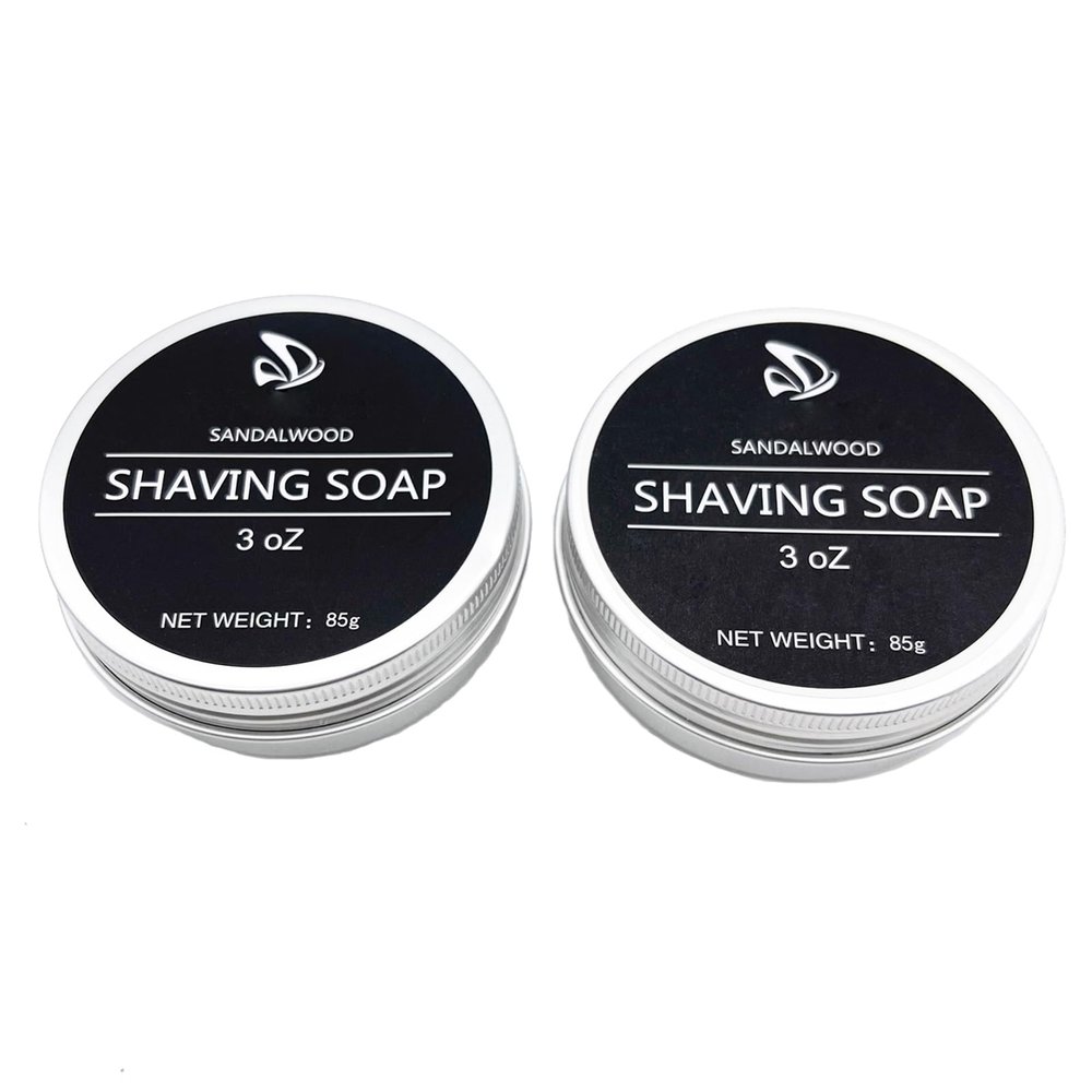 Shaving Soap for Men- Sandalwood Mens Shave Soap- Smoothest Wet Men's Shaving Cream Soap-Travel Size Shaving Soap Cream (2 pack 3 oz)