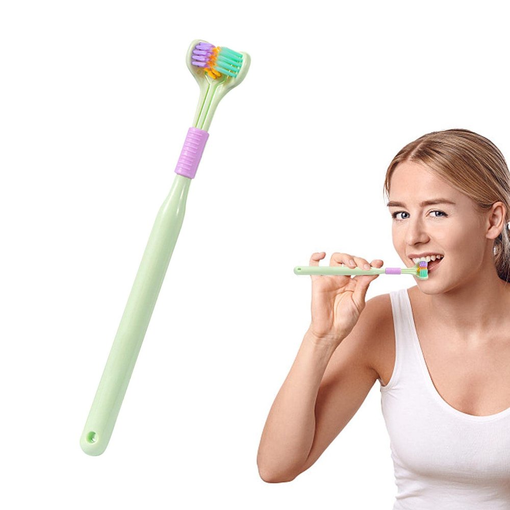 Eayoly 3-Headed Tooth Brush - Soft Bristle Toothbrush with 3 Head Design, Triple Toothbrush for Autistic & Special Needs Adults and Kids
