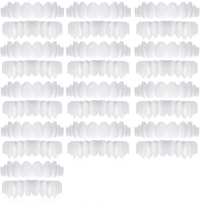 MXRFACTory Fake Teeth Instant Veneers Natural Tones Top Bottom Dentures Silicone Temporary Dentures Reusable Teeth Braces Covering for Men and Women Fix Your Teeth and Smile Fast,13pairs