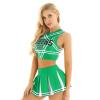 Alvivi Women's Sexy Cheerleading Costume Crop Top with Mini Pleated Skirt Set Schoolgirl Cheer Leader Uniform Green M view 2