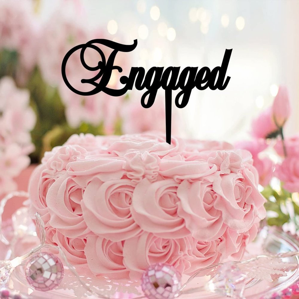 Elegant Engagement Cake Toppers Engaged Engagement Cake Decorations Bachelorette Bachelorette Gifts Personalised Acrylic Black