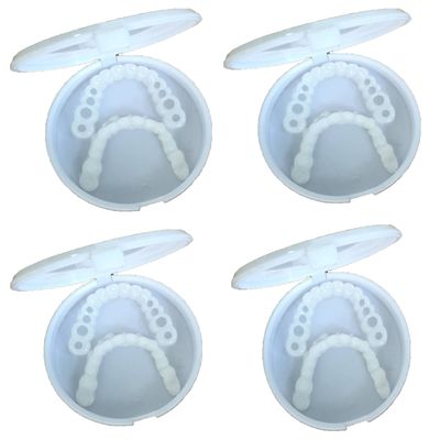 MXRFACTory Fake Teeth Instant Veneers Silica Gel Teeth Top Bottom Dentures Silicone Tooth Reusable Temporary Dentures Teeth Braces Covering for Men and Women For Bad Teeth,4pairs