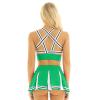 Alvivi Women's Sexy Cheerleading Costume Crop Top with Mini Pleated Skirt Set Schoolgirl Cheer Leader Uniform Green XL view 3