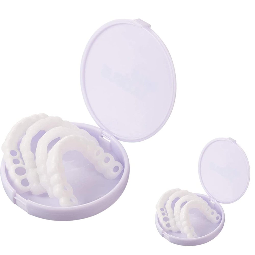 MXRFACTory Dentures Instant Veneers Snap On Tooth Cosmetic Silicone Tooth Whitening Temporary Prosthesis Teeth Reusable Top Bottom False Dental Braces Covering for Men and Women,7pairs