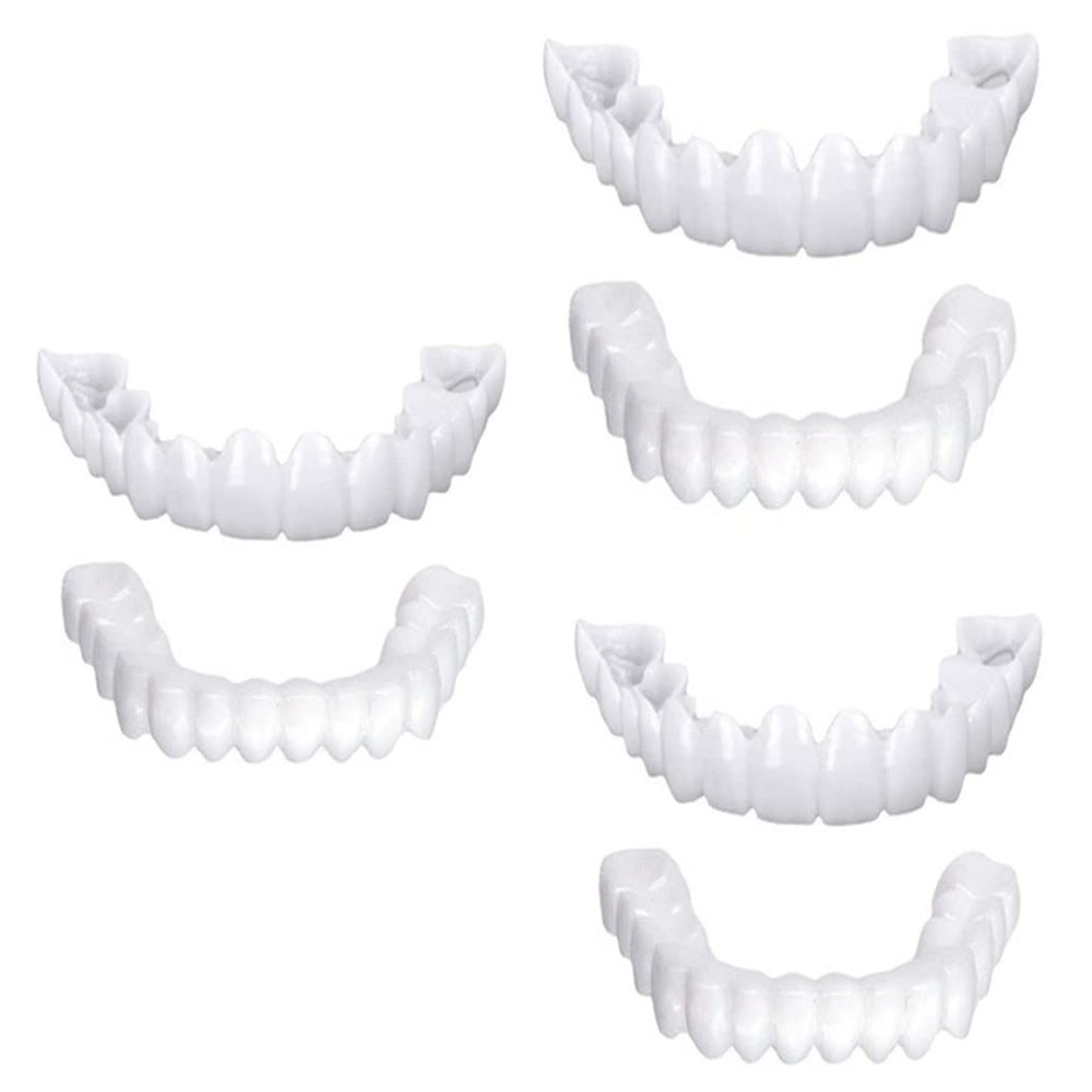 MXRFACTory Dental Prosthesis Instant Veneers Natural Tones Temporary Top Bottom Dentures Cosmetic Dental Comfort Fit Snap on Teeth Whitening For Bad Teeth Broken Teeth Men and Women,3pairs