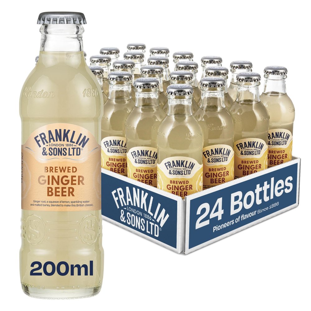 Franklin & Sons Bottles | 24 x 200ml Case | Brewed Ginger Beer | All natural ingredients | Refreshing Ginger Zingy | Fiery & Sweet
