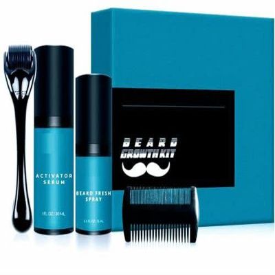 BEARD GROWTH KIT GROOMING, Beard Grooming Set Tools, Beard Growth Activator Serum, Beard Roller - FOR MEN, DAD