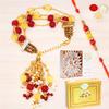 Ghasitaram Gifts Rakhis Online - Rakhi for Brother-RM-205 Bhaiya Bhabhi Rakhi with 200 GMS of Kaju katli and 200 GMS of Soan Papdi view 1