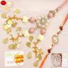 Ghasitaram Gifts Rakhis Online - Rakhi for Brother- Dazzling Bond rm080 Bhaiya Bhabhi Rakhi with 200 GMS of Besan Barfi and 200 GMS of Kaju Katli view 1