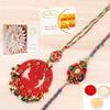Ghasitaram Gifts Rakhis Online - Rakhi for Brother- RM-140 Bhaiya Bhabhi Rakhi with 200 GMS of Besan Barfi and 200 GMS of Kaju Katli view 1