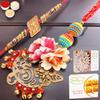 Ghasitaram Gifts Rakhis Online - Rakhi for Brother- The Charasmatic rm079Bhaiya Bhabhi Rakhi with 200 GMS of Besan Barfi and 200 GMS of Kaju Katli view 1