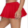 Afibi Women Sexy Stretchy Elastic Waist Pleated Ruffle Mini Skirt for Schoolgirl Outfits, Red, Medium view 3
