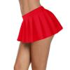 Afibi Women Sexy Stretchy Elastic Waist Pleated Ruffle Mini Skirt for Schoolgirl Outfits, Red, XS view 1