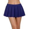 Afibi Women Sexy Stretchy Elastic Waist Pleated Ruffle Mini Skirt for Schoolgirl Outfits, Navy Blue, Large view 2