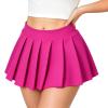 Afibi Women Sexy Stretchy Elastic Waist Pleated Ruffle Mini Skirt for Schoolgirl Outfits, Coral, X-Large view 2