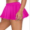 Afibi Women Sexy Stretchy Elastic Waist Pleated Ruffle Mini Skirt for Schoolgirl Outfits, Coral, Small view 3