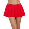 Afibi Women Sexy Stretchy Elastic Waist Pleated Ruffle Mini Skirt for Schoolgirl Outfits, Red, Small view 2