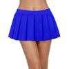 Afibi Women Sexy Stretchy Elastic Waist Pleated Ruffle Mini Skirt for Schoolgirl Outfits, Blue, L view 2